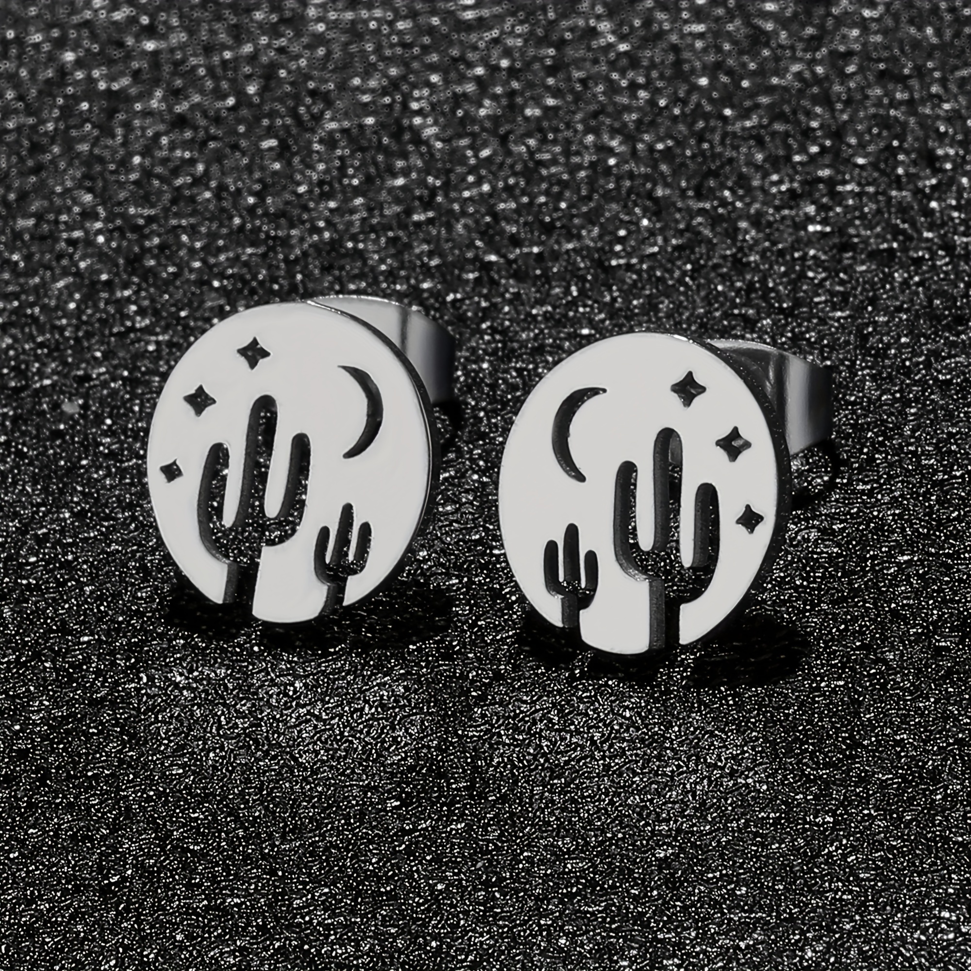 Women's Minimalist Celestial Stud Earrings — Stainless Steel